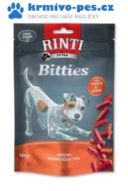 Finnern Rinti Dog Extra Snacks Mini Bits - rajče a dýně 100g