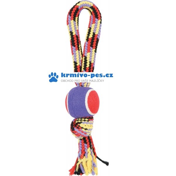 Hračka pes TENNIS BALL ROPE s rukojetí 40cm Zolux