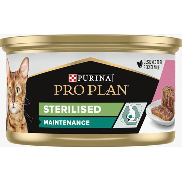 PRO PLAN Cat konz. Sterilised tuňák,losos v paštice 85 g