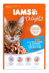 Iams Cat tuňák a sleď v želé kapsa 85g