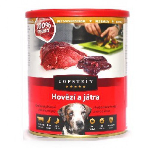 Topstein hovězí s játry v plechu 800g