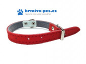 Obojek na psa broušená kůže 25cm/12mm červený