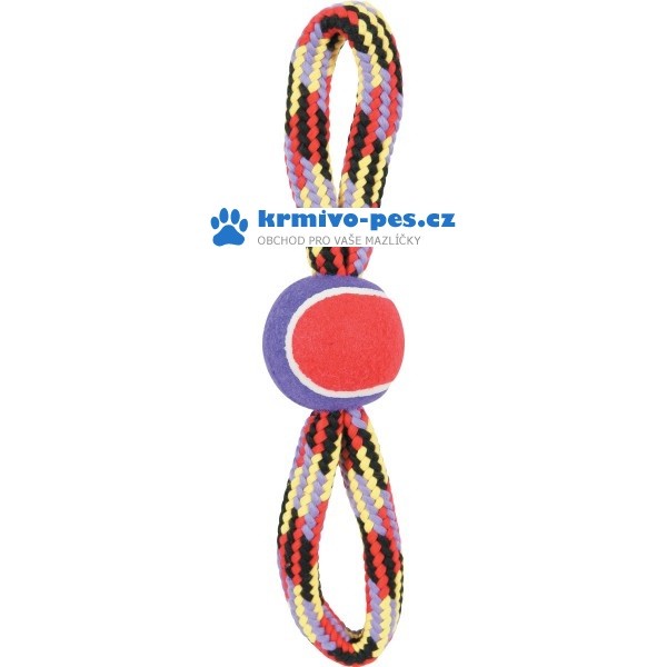 Hračka pes TENNIS BALL ROPE osmička 36cm Zolux