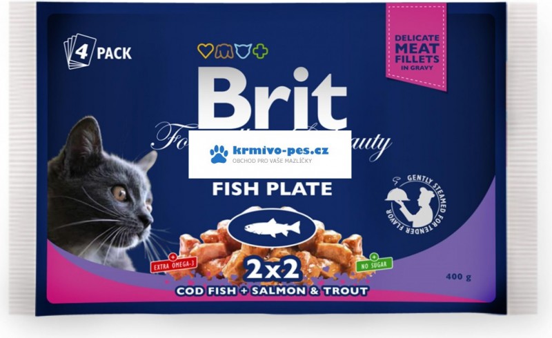 Brit Premium Cat kapsa Fish Plate 400g (4x100g)