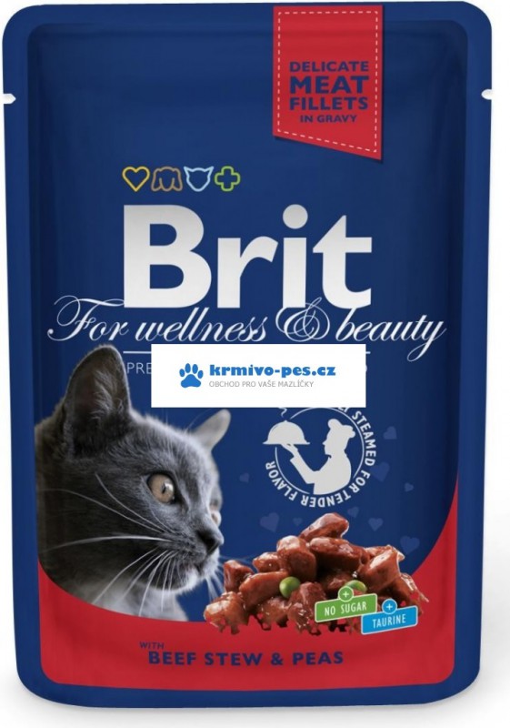 Brit Premium Cat kapsa with Beef Stew & Peas 100g