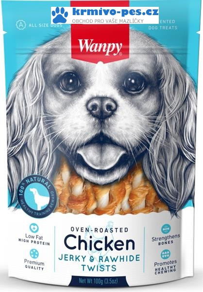 Wanpy Dog Chicken Jerky & Rawhide Twists 100 g