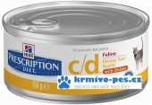 Hill's Prescription Diet Feline C/D konzerva Multicare - hrubě mletá 156 g