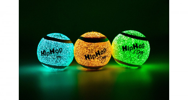 Neonový ve tmě svítící tenis. míč 6,5 cm (3 ks/bal.) HIPHOP DOG