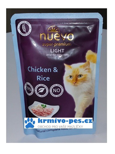 Nuevo kočka kapsa light kuřecí s rýží 85g