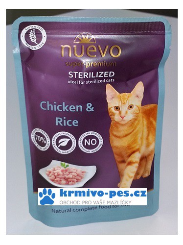 Nuevo kočka kapsa sterilized drůbeží s rýží 85g