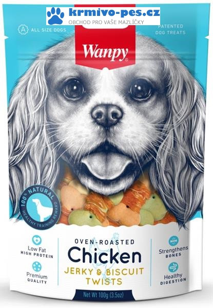 Wanpy Dog Chicken Jerky & Biscuit Twists 100 g